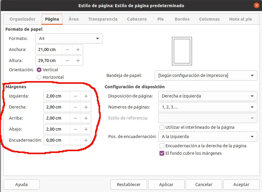 Encuadernación en LibreOffice - Cómo se ajustan los márgenes en LibreOffice encuadernacion libreoffice - Cómo se ajustan los márgenes en LibreOffice